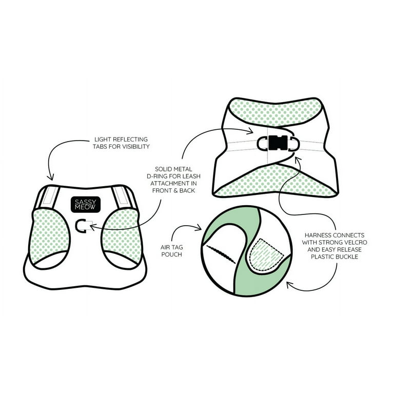 Sassy Meow Cat Step-In Harness Small - Hello Kitty Light Blue