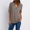 thumbnail image 2 of Tiqkatyck Plu Size Tops for Women, Women Button Womens Fashion Clothing Loose Shirt Chiffon Zipper Long Sleeve Plu Size Tops Womens Tops Grey XXL, 2 of 8