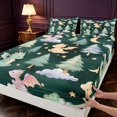 thumbnail image 4 of Manfei Dreamy Watercolor Dragon Animals Bed Sheets,Cute Cloud Full Size Sheets,Blue Yellow,4pcs,1 Flat Sheet,1 Fitted Sheet and 2 Pillowcases, 4 of 6