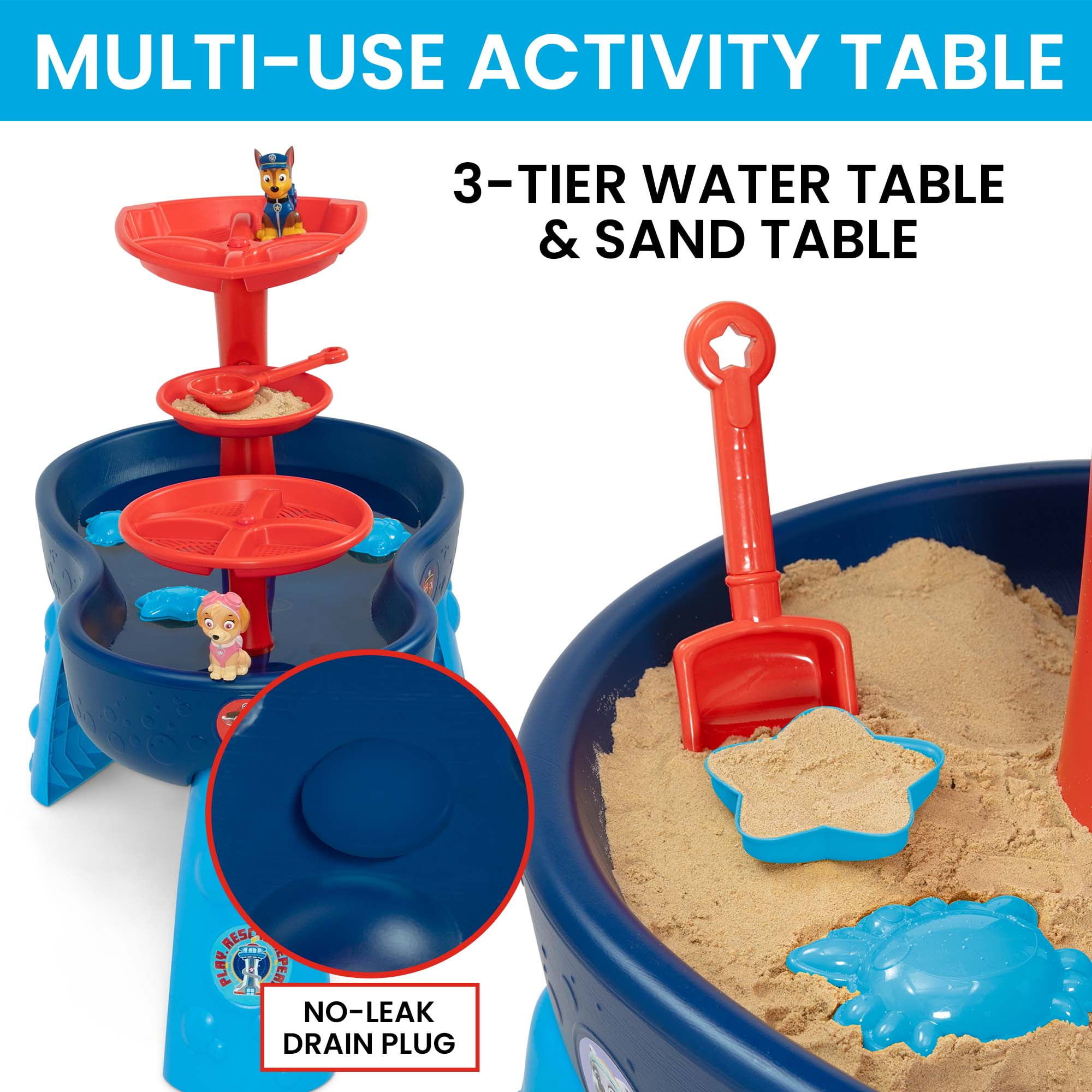 PAW Patrol Water Table by Delta Children - 3-Tier Water Table with 11-Piece Toy Set, Blue