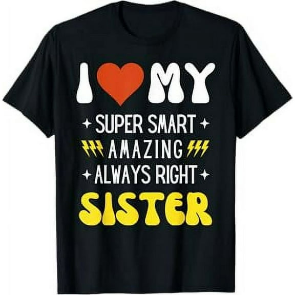 I Heart Love My SISTER Funny Family Matching Retro T-Shirt