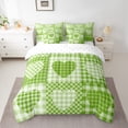 thumbnail image 2 of Feelyou Plaid Love Heart Twin Bedding Sets 7-Piece, Modern Fashion Patchwork Bedding Comforter Set, Green Check Buffalo Reversible Sheet Sets, Breathable Home Decor, 2 of 8