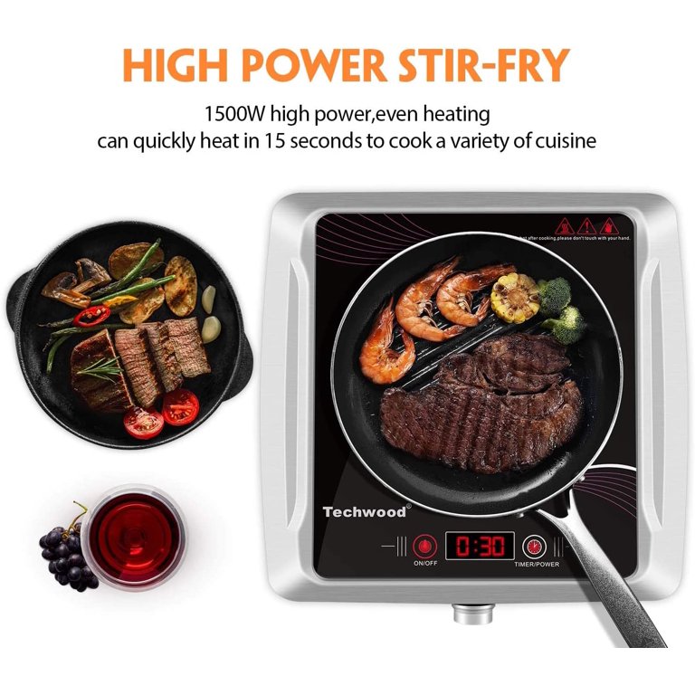 Techwood Hot Plate Portable Electric Stove 1500W Countertop Single