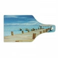 thumbnail image 1 of Pier Cutting Board, Tropical Seascpae with Wooden Jetty and Fascinating Ocean Sky Photo, Decorative Tempered Glass Cutting and Serving Board, in 3 Sizes, by Ambesonne, 1 of 2