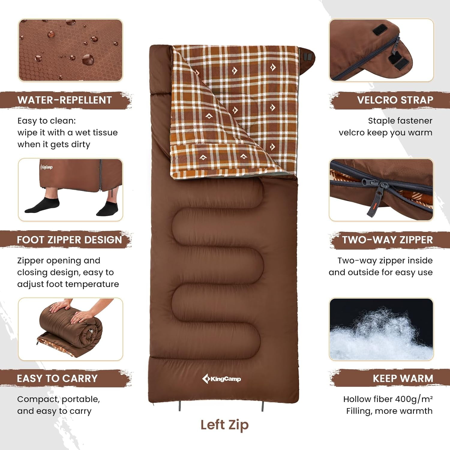 Sleeping Bag for Adults, Cold Weather & Warm XL Big and Tall Flannel Sleeping Bags with Compression Sack Portable Waterproof Essentials Gear Accessories for Outdoor Camping