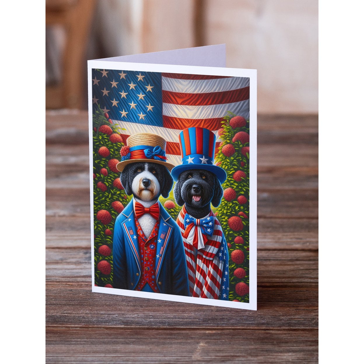 All American Portuguese Water Dog Greeting Cards Pack of 8 7 in x 5 in