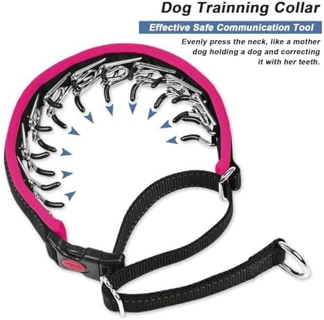 Martingale No Pull Dog Collar - Heavy Duty Nylon With Buckle, Adjustable Anti Pull Reflective Slip Collar for Large Medium Small Dog Training Walking M Hot Pink