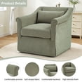 thumbnail image 4 of DFA 360° Swivel Accent Chair, Upholstered Fabric Leisure Armchair with Lumbar Pillow & Removable Cushions, Single Sofa Chair for Living Room Bedroom, Green, 4 of 6