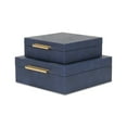 thumbnail image 2 of Lusan Square Decorative Box Set - Navy Blue Faux Shagreen, 2 of 2