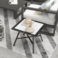 thumbnail image 1 of Grey Stone-Look Patio End Table, SPC & Powder-Coated Metal Frame, Indoor/Outdoor Use, 1 of 7