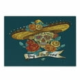 thumbnail image 1 of Day of the Dead Cutting Board, Mexican Hat Skull Roses Art Print, Decorative Tempered Glass Cutting and Serving Board, Small Size, Petrol Blue Turquoise, by Ambesonne, 1 of 1