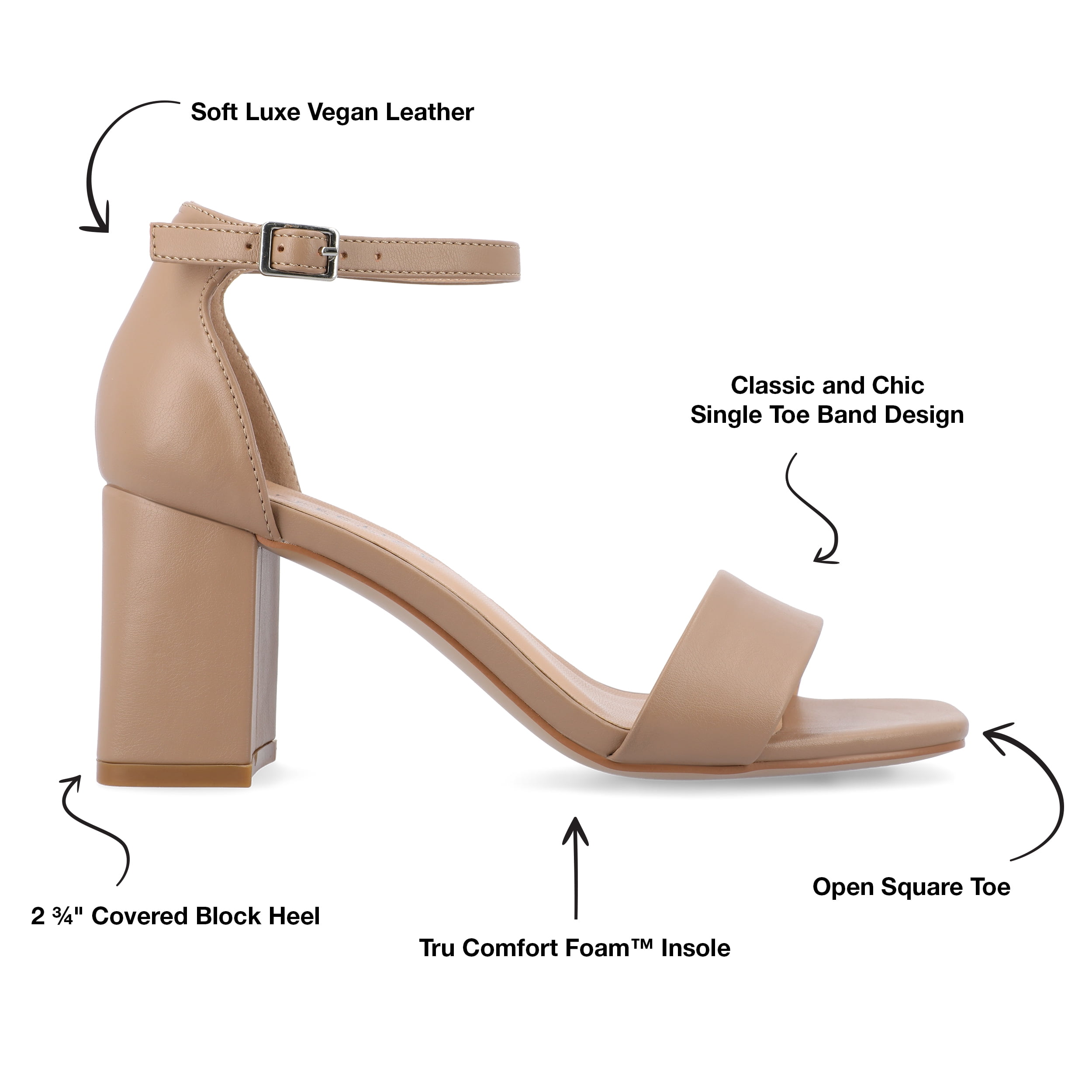 Journee Women's Valenncia SuperNatural Shades Wide Width Open Square Toe Ankle Strap Sandals