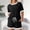 Black, variant on Womens Shorts Set Ribbed Crew Neck Contrasting Colors Short Sleeve Shirts Drawstring Shorts with Pockets Summer Ladies Casual Loungewear Set