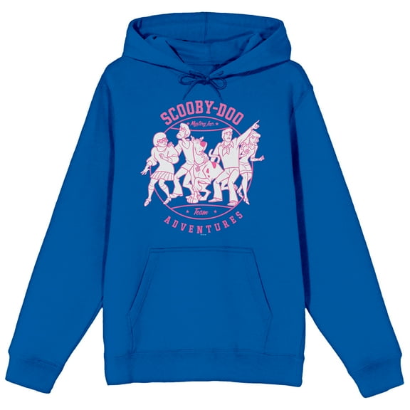 Scooby Doo Adventures Group Line Art Long Sleeve Royal Blue Women's Hooded Sweatshirt-Medium