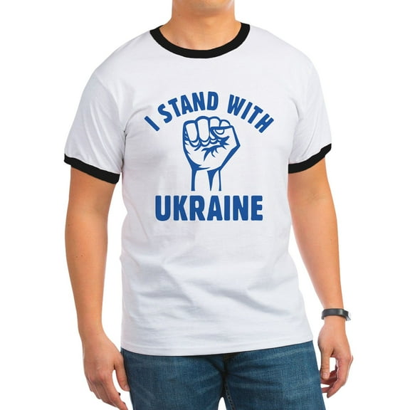 CafePress - I Stand With Ukraine Ringer T - 100% Cotton Ringed T-Shirt