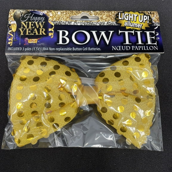 Gold Light Up Bow Tie Batteries Included