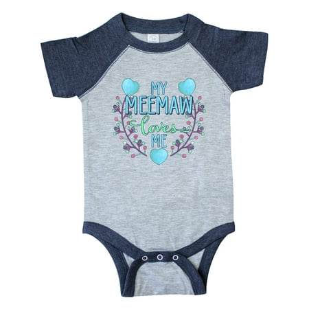 

Inktastic My Meemaw Loves Me with Flowers and Hearts Gift Baby Boy or Baby Girl Bodysuit