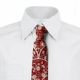 thumbnail image 2 of Floral Necktie, Traditional Motif Art, Dress Tie, 3.7", Vermilion and Ivory, by Ambesonne, 2 of 3