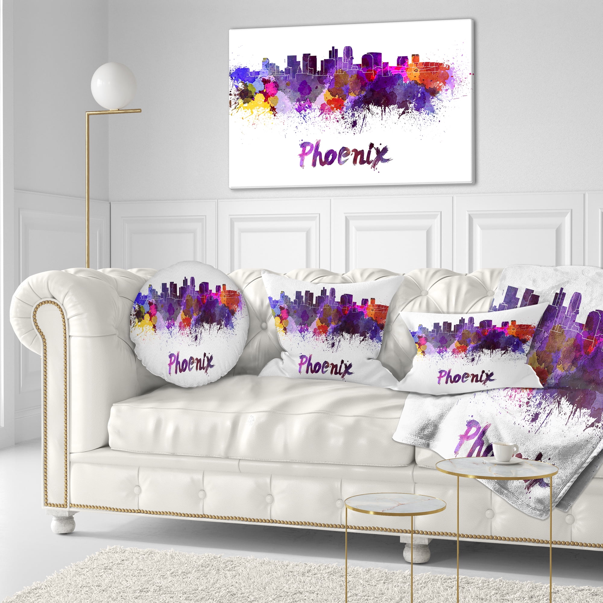 Designart Phoenix Skyline - Cityscape Throw Pillow - 12x20