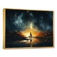thumbnail image 3 of Designart "Sailboat Silhouette under Moonlit Sunset" Oversized Coastal Framed Wall Art - Coastal Yellow Coastal Minimalism Hallway Framed Wall Art Decor, 3 of 7