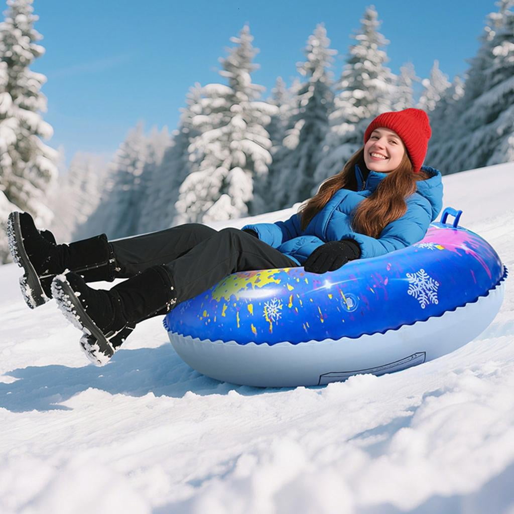 Osdhezcn Inflatable Snow Tube Sled with Handles Inflatable Ski Rings PVC Sledding Tube Protable Winter Snow Sledding Toy