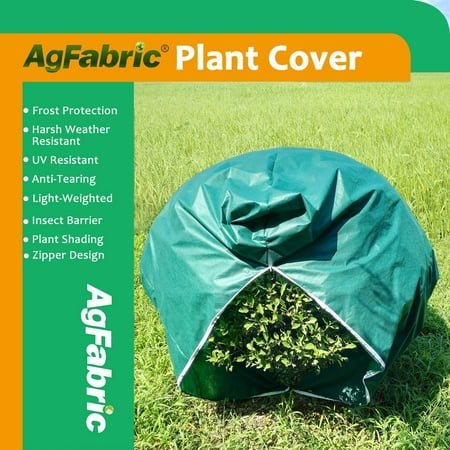 Agfabric Plant Cover Warm Worth Frost Blanket - 1.5 oz 108''x120'' Shrub Jacket - Rectangle Plant Cover with Zipper for Season Extension & Frost Protection, Dark Green
