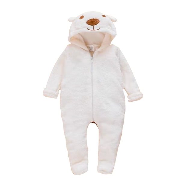 Mamelucos con capucha de animales para bebés Niños pequeños de una pieza Otoño Invierno Coral Fleece