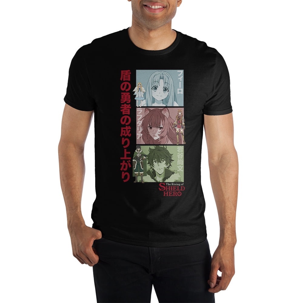 Shield Hero Anime Cartoon Mens Black Graphic Tee Shirt Xl Walmart Com