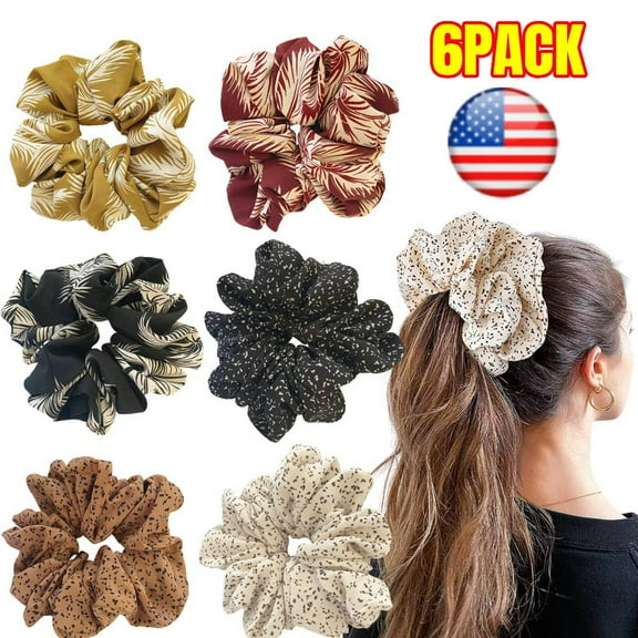 6 PCS Extra Large Scrunchies for Women's Hair, Premium Satin Soft Jumbo Scrunchy, XL 6 inch Big Elastic Thick Band Hair Accessories