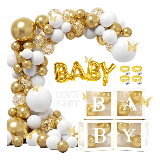 Kit Globos Decoración Baby Shower Y Primer Cumpleaños Bebé Xtellar dorado
