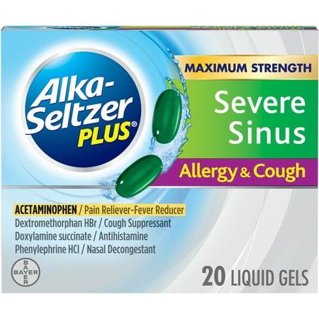Alka-Seltzer Plus Severe Sinus Congestion Allergy & Cough, Liquid Gels, 20