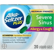Alka-Seltzer Plus Severe Sinus Congestion Allergy & Cough, Liquid Gels, 20 ct
