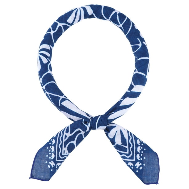 Bufandas de algodón mezclado impresas con flores INSPIRE CHIC para mujeres, 21.7x21.7" pañuelo cuadrado pequeño con flores, pañuelo de cuello, flor abstracta-1-azul marino