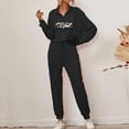 thumbnail image 5 of Lu's Chic Women's 2 Piece Outfits Long Sleeve Tracksuit Casual Jogging Suits Crop Top Lounge Set 1/4 Zip Up Sweatsuit Leopard Print Cotton Cinch Bottom Drawstring with Pockets Black Large, 5 of 5