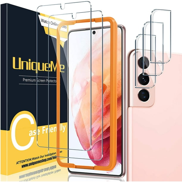 [2+3 Pack ] UniqueMe Compatible pour Samsung Galaxy S21 5G - 6,2 Pouces Protecteur d'Écran en Verre Trempé et Objectif de la Caméra