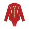 thumbnail image 3 of iiniim Men's Shiny Rhinestone Deep V Neck Latin Tango Dance Shirt Leotard Ballroom Dance Costume Red L, 3 of 7