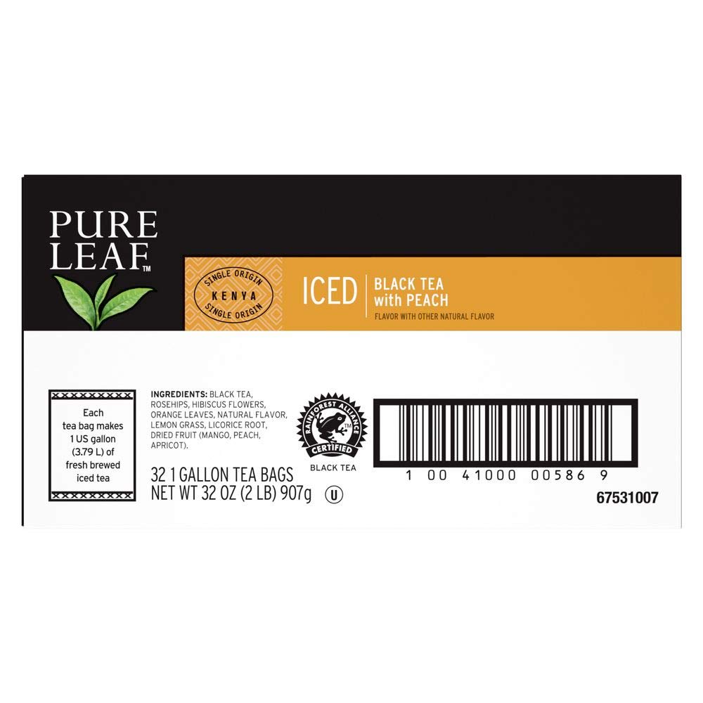 Pure Leaf Black with Peach Unsweetened Iced Tea Bags Made with Tea