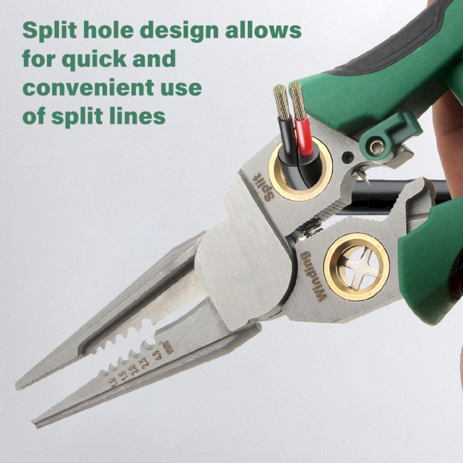 8 In 1 Wire Stripper with Voltage Tester Multi Function Cable Cutters - Pliers Crimper Splitter, Hardened Steel Blades, Cuts & Strips 10-18 AWG Wires, Compact Design, Green, 1 PCS