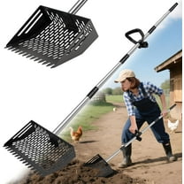 Chicken Poop Scooper, 2-in-1 Metal Chicken Coop Accessori with 23.6" to 65.7" Adjustable Stainless Steel Handle,Cleaning Tools for Chicken Coops & Farm Animals Scoop