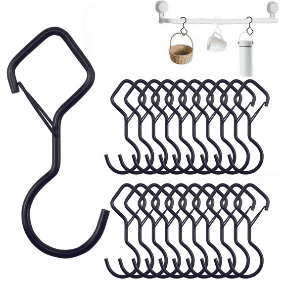 NAISHIER 18 Pcs S Hooks for Hanging Heavy Duty, 4-inch Heavy Duty Metal S Hooks with Safety Buckle, S Shaped Hooks, Pot Rack Hooks, Closet Hooks, S Hooks for Hanging Plants, Kitchen Utensil