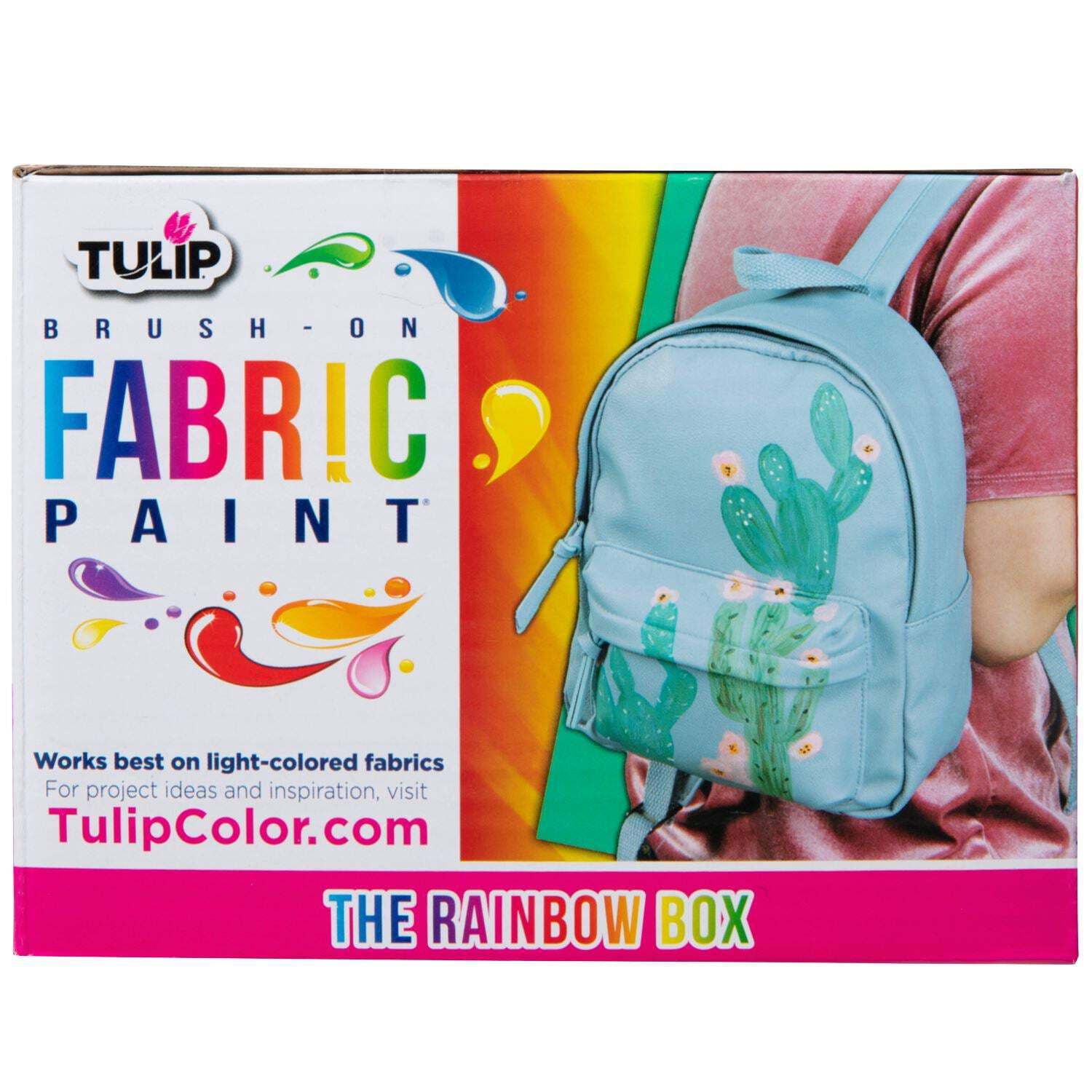 Tulip Brush-On Fabric Paint Rainbow Box, Premium Paint, Permanent Designs on Shirt, Denim, 14 colors