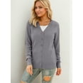 thumbnail image 4 of Aiyino Women's Long Sleeve Knit Cardigan Sweater Basic V Neck Button Down Knitwear Winter Tops,Dark Grey L, 4 of 6