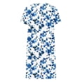 thumbnail image 4 of HOMBOM Summer Dresses for Women Mid-Length Blue Crew Neck Short Sleeve A-Line Pocket Casual Ethnic Floral 2024 Vacation Dress M, 4 of 5