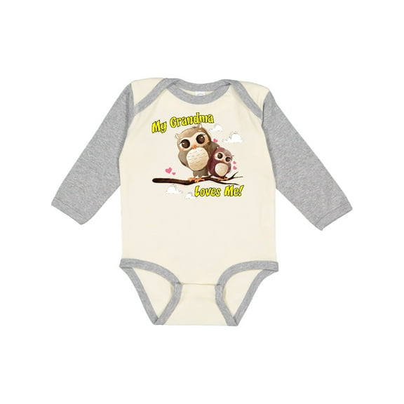 Inktastic My Grandma Loves Me Owl Boys or Girls Long Sleeve Baby Bodysuit