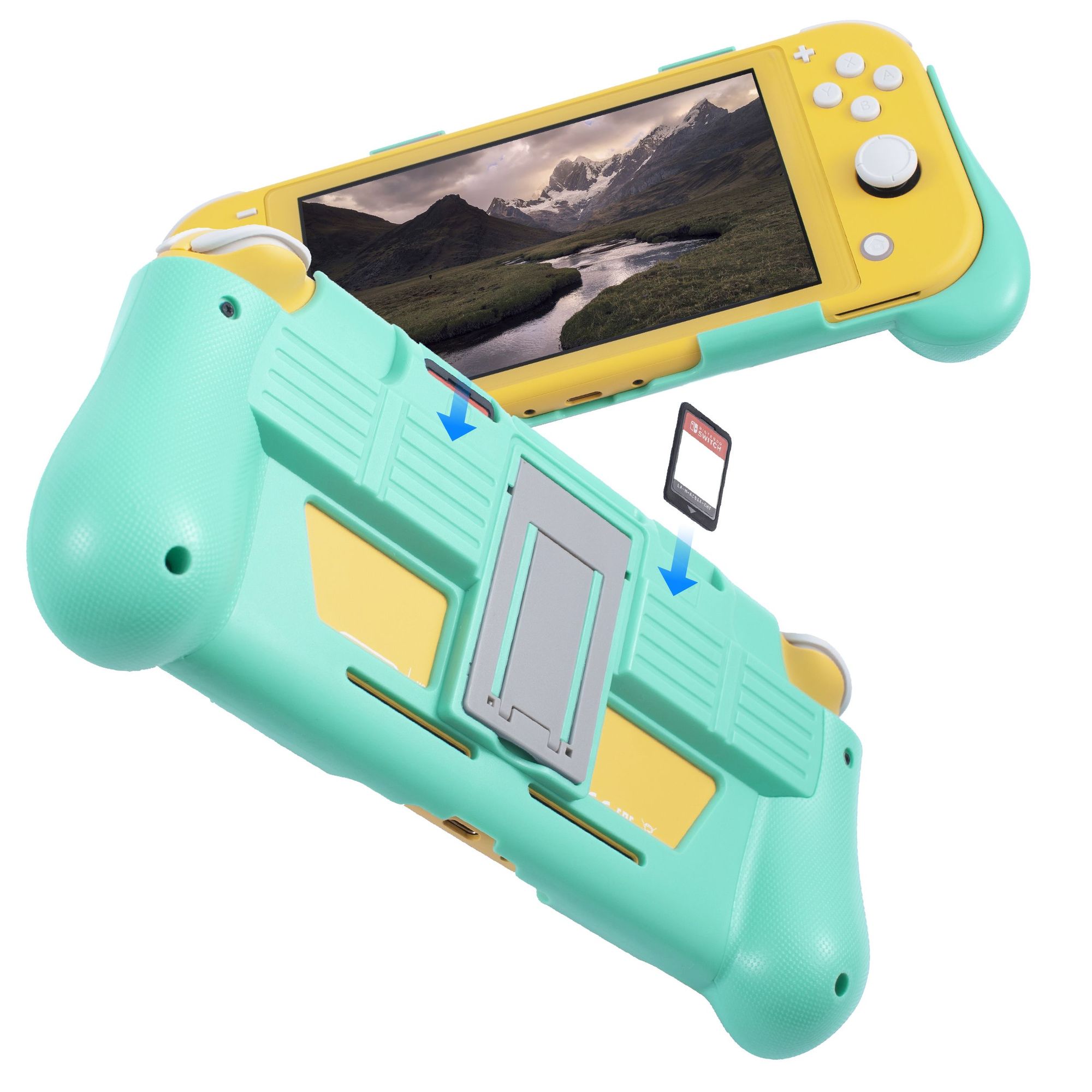 Protective Case for Nintendo Switch Lite 2019, Hard Grip Cover with 2 Game Card Slots Holder