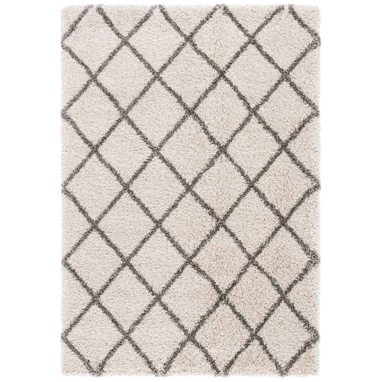 SAFAVIEH Hudson Jackson Trellis Shag Area Rug, Ivory/Grey, 7' x 7' Square