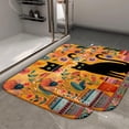 thumbnail image 2 of 1pc Black Cat with Flower Vases Absorbent Non-Slip Bathroom Thickened Flannel Rug Decor,Soft,Quick Drying,Suitable For Indoor/outdoor Use,Bathrooms,Bedrooms,Kitchens,Terrace,Laundry Rooms,16"x24", 2 of 9