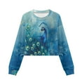 thumbnail image 7 of Xixirimido Blue Peacock Teen Shirts for Girls Trendy Crewneck Pullover Sweatshirts Soft Graphic Crop Tops Long Sleeve Kid Fall Clothes for 7-8 Years, 7 of 7