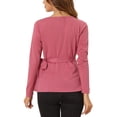 thumbnail image 3 of INSPIRE CHIC Women's Wrap Peplum Tops V Neck Long Sleeves Casual Knit Blouse XS Orange Pink, 3 of 6