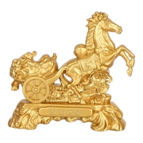 Raindrops Feng Shui Golden Horse Figurine Chinese Zodiac Ornament for Office Desk and Living Room Decoration